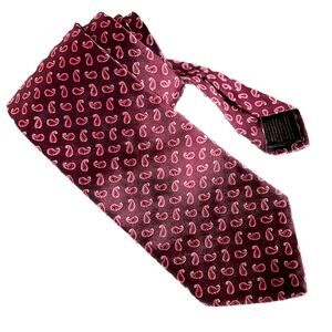 Brooks Brothers 100% silk twill paisley print tie necktie burgundy pink 3.5" w